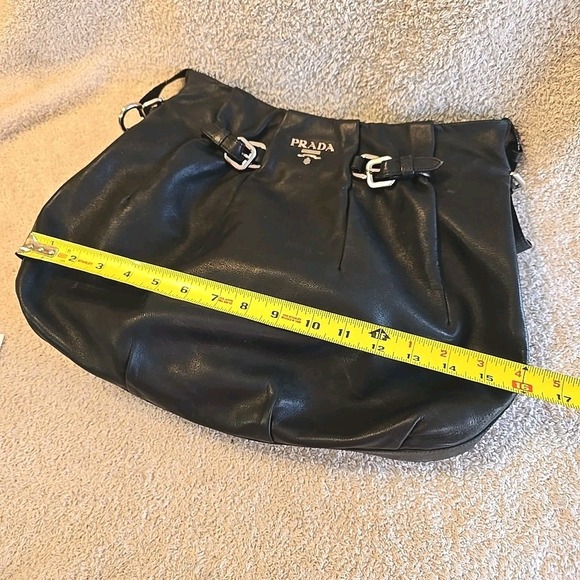 Vintage Authentic Prada Shoulder Bag Single Handle Black Leather Italy - Picture 8 of 16